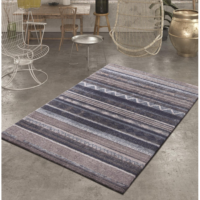 Foundry Select Erkson Kilim Performance Blue/Black Rug Wayfair